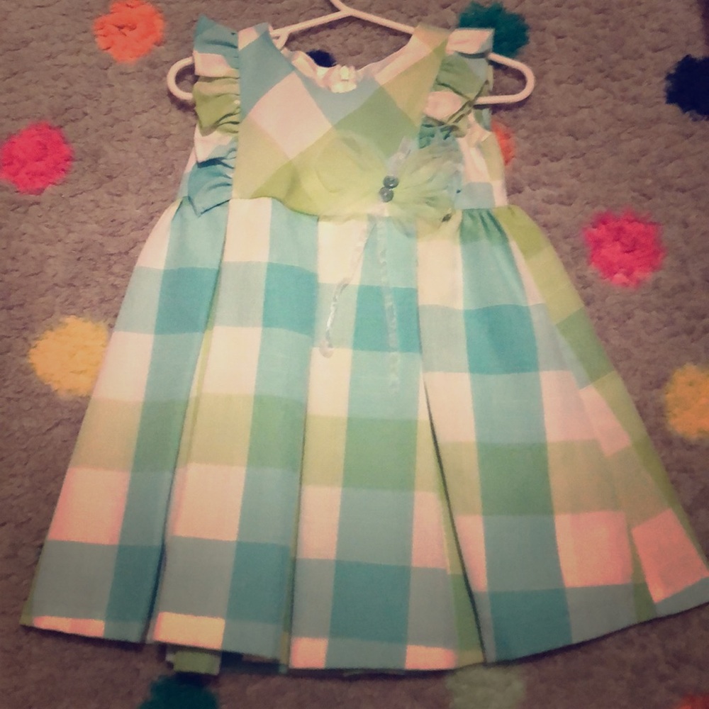 Blue and green dress